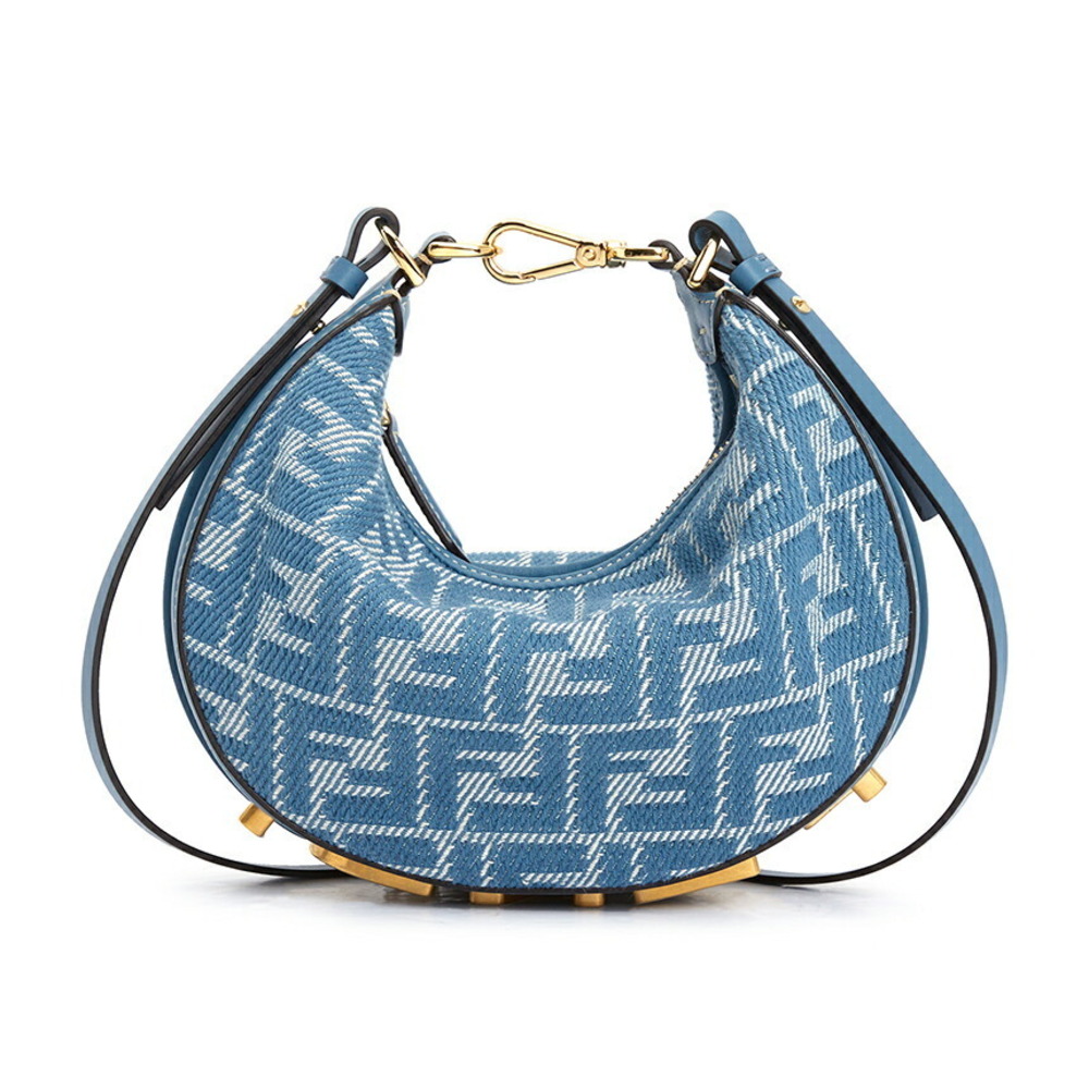 FENDI Shoulder Bag Fendigraphy Bag blue denim jacquard